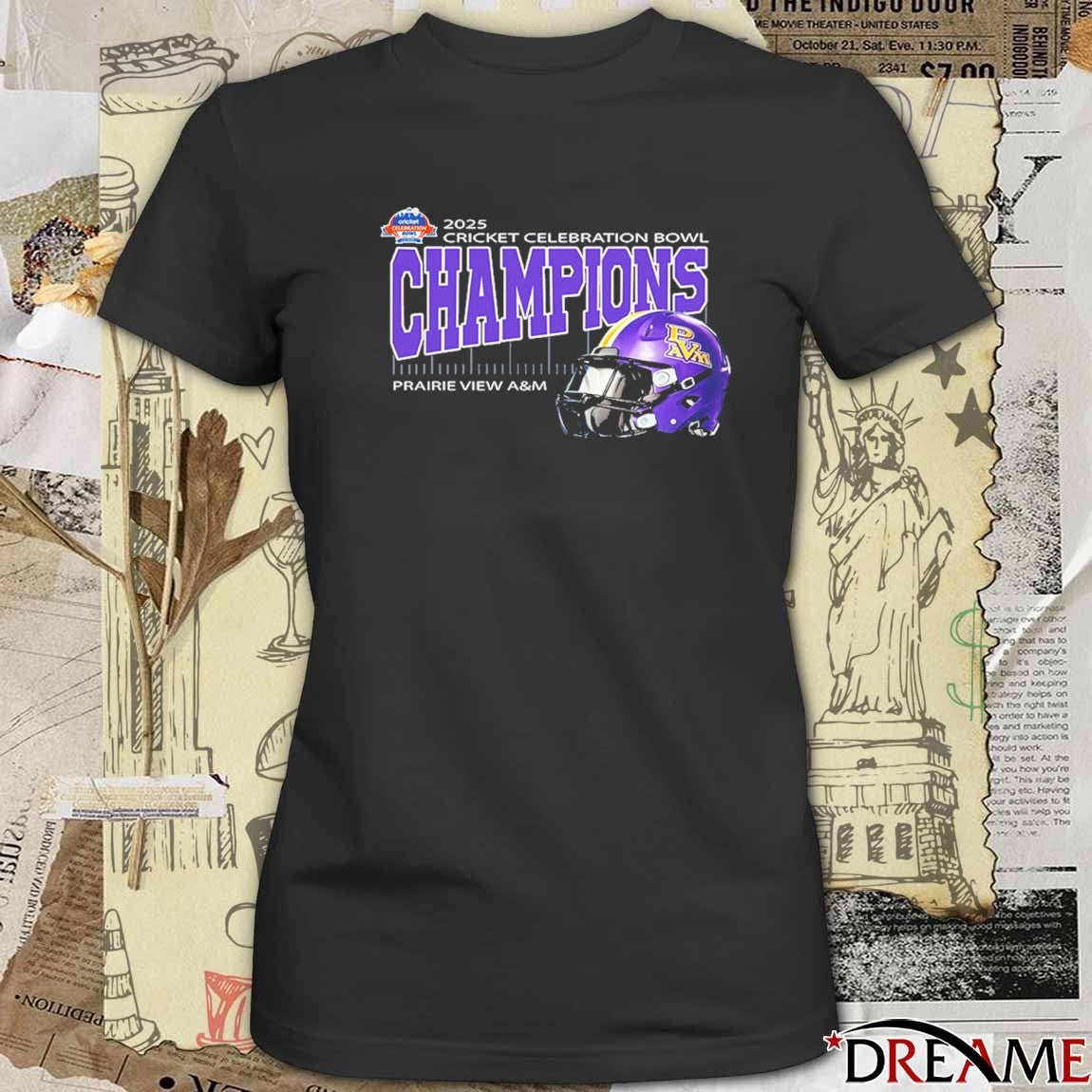 Prairie View A&M 2025 Cricket Celebration Bowl Champions Mercedes-Benz Stadium Atlanta GA Helmet t-shirt