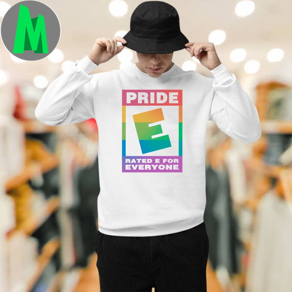 Pride Month Rated E For Everyone LGBTQ+ Rainbow Graphic T-Shirt