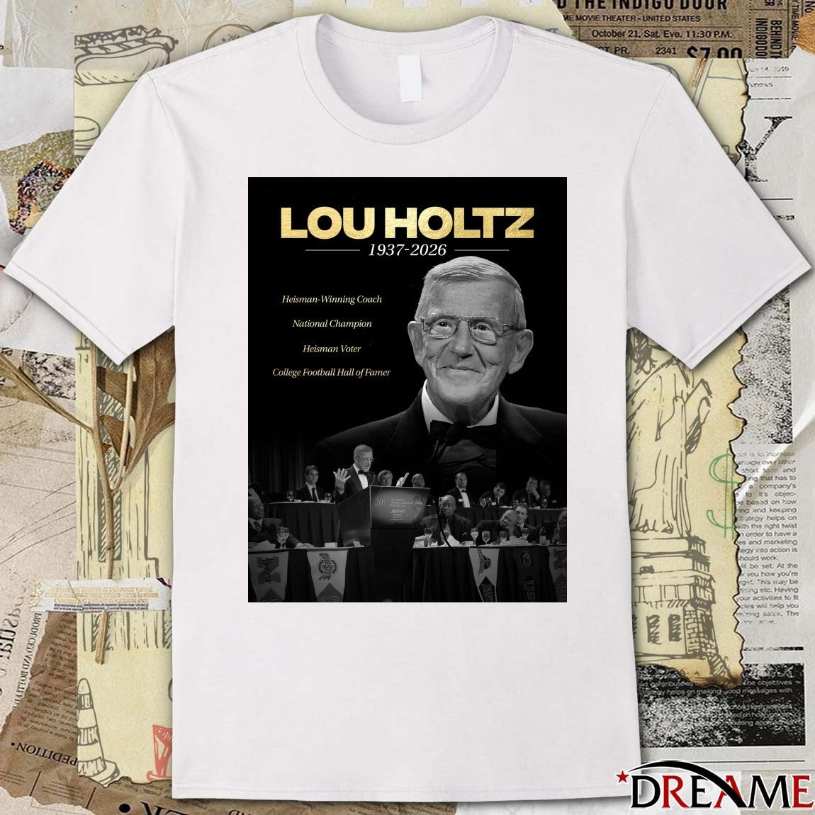 RIP Coach Lou Holtz 1937 – 2026 The Heisman Trophy Poster t-shirt