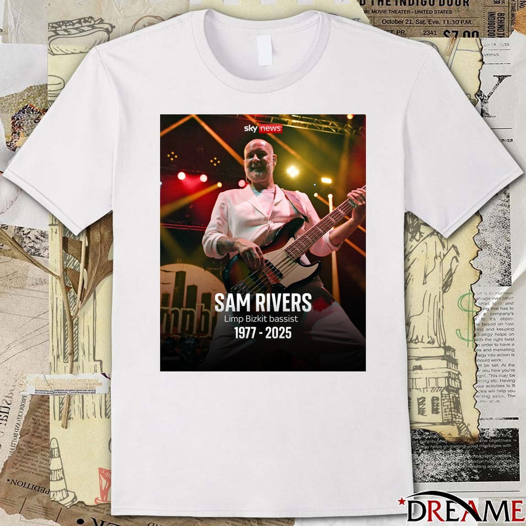 RIP Sam Rivers Limp Bizkit Bassist 1977 – 2025 Sky News Poster t-shirt