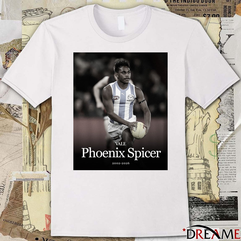 RIP Vale Phoenix Spicer 2002 – 2026 Fox Footy Poster t-shirt