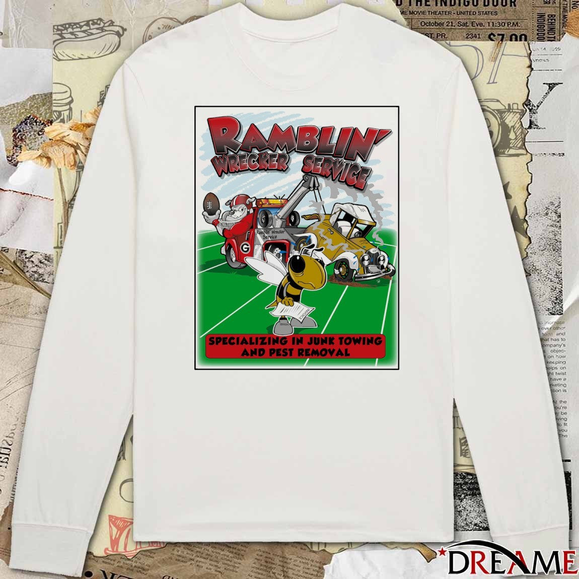 Ramblin’ Wrecker Service Specializing In Junk Towing And Pest Removal Georgia Bulldogs Vs Georgia Tech Yellow Jackets t-shirt