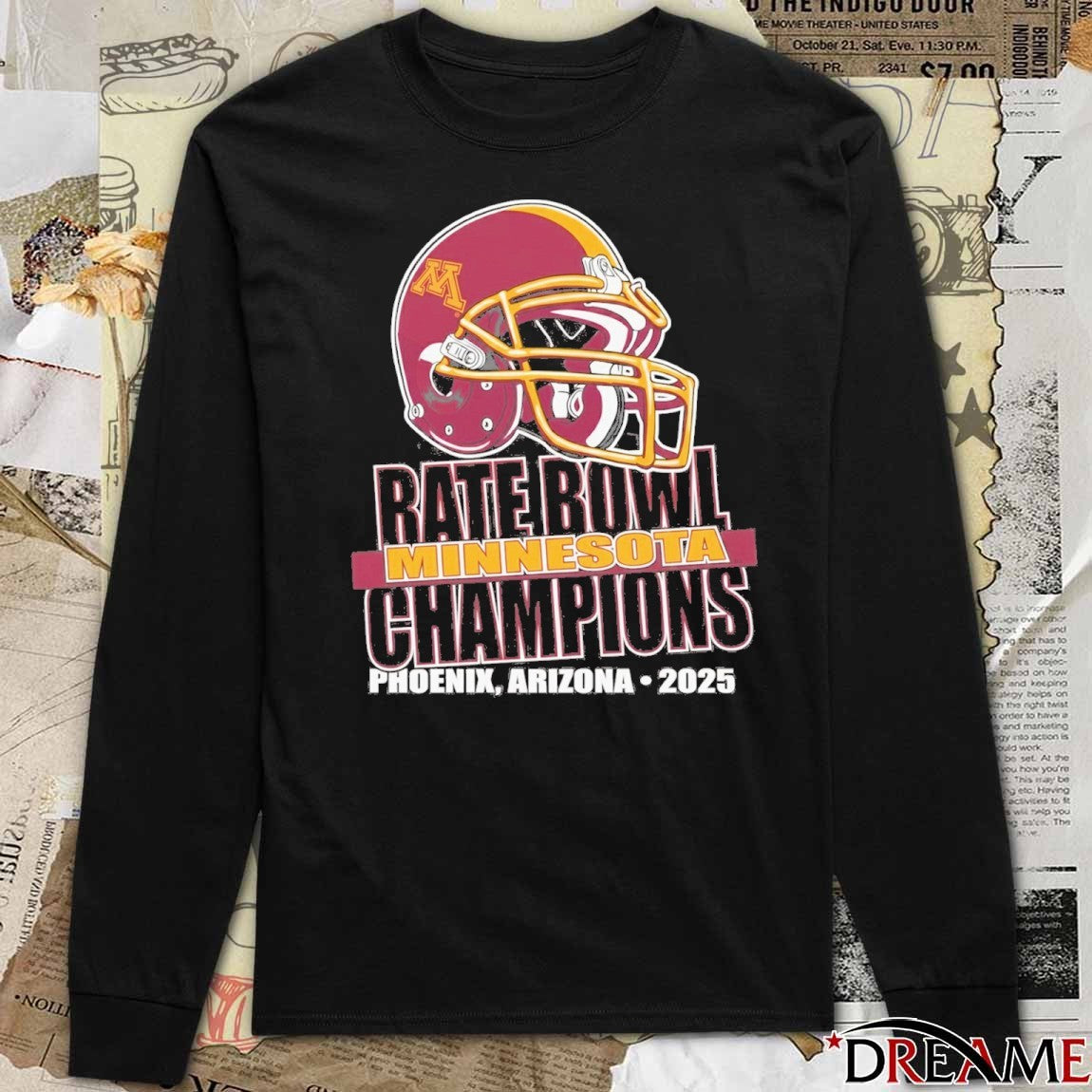 Rate Bowl 2025 University of Minnesota Golden Gophers Champs Helmet t-shirt