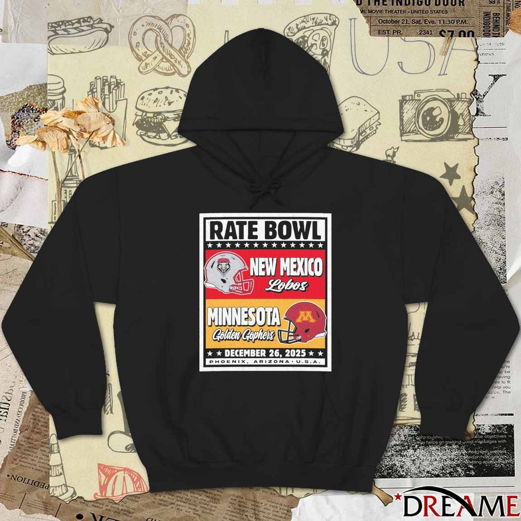 Rate Bowl New Mexico Lobos vs Minnesota Golden Gophers Bout Matchup Phoenix Arizona USA Dec 26 2025 t-shirt