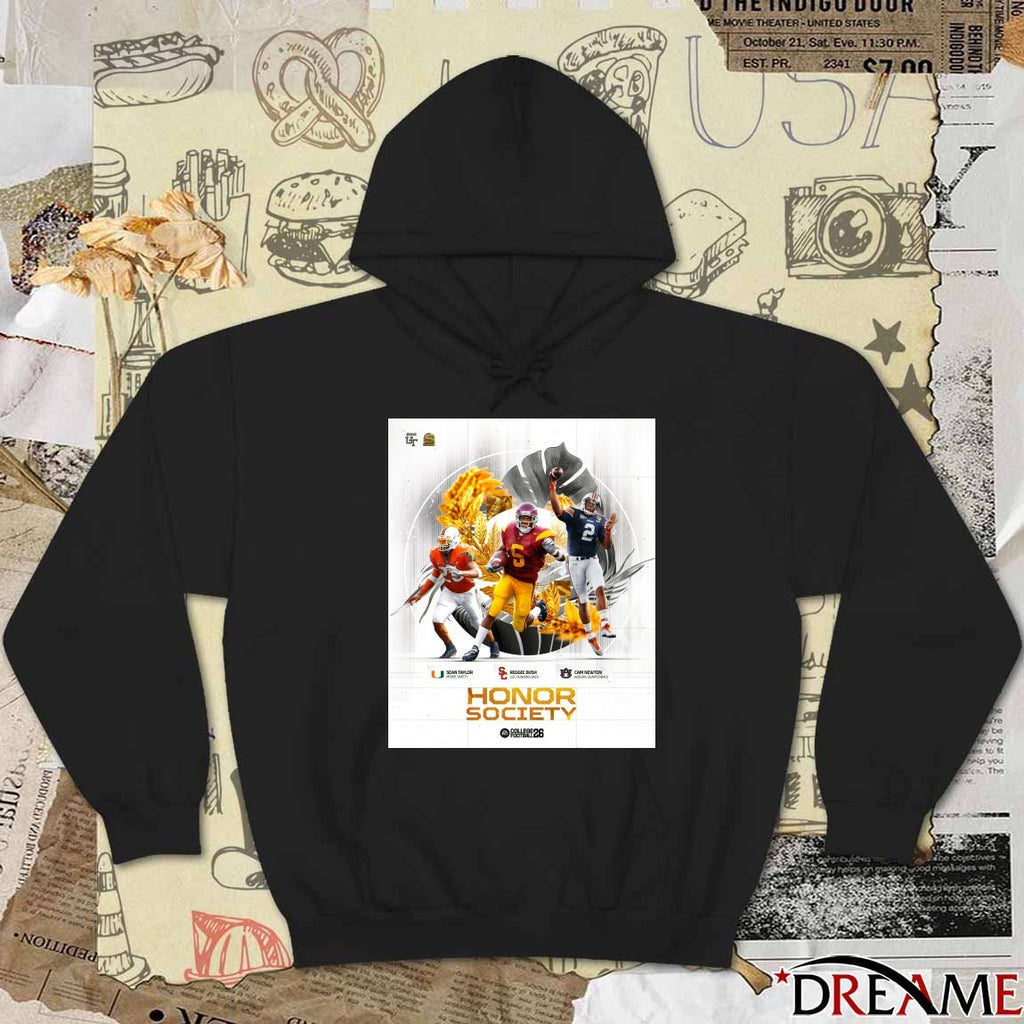 Reggie Bush, Cam Newton and Sean Taylor College Football 26 Honor Society Poster t-shirt