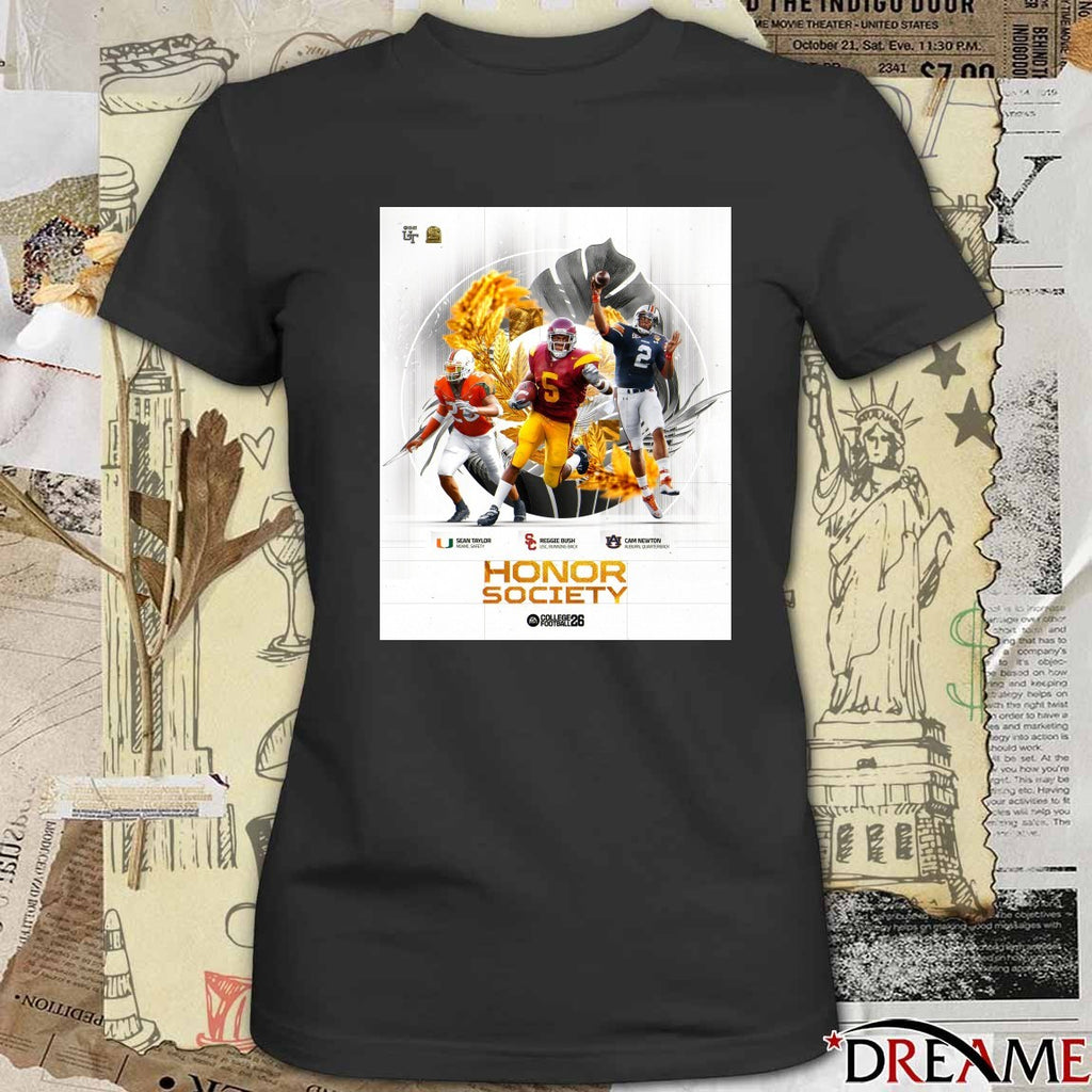 Reggie Bush, Cam Newton and Sean Taylor College Football 26 Honor Society Poster t-shirt