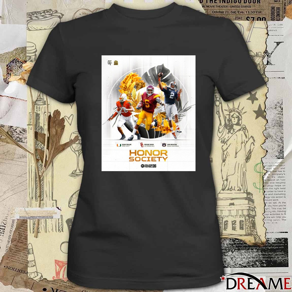 Reggie Bush, Cam Newton and Sean Taylor College Football 26 Honor Society Poster t-shirt