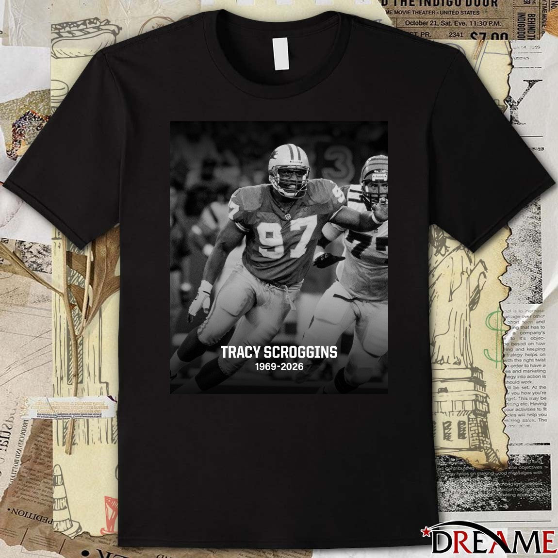 Rest In Peace Legend Tracy Scroggins 1969 – 2026 Detroit Lions Poster t-shirt
