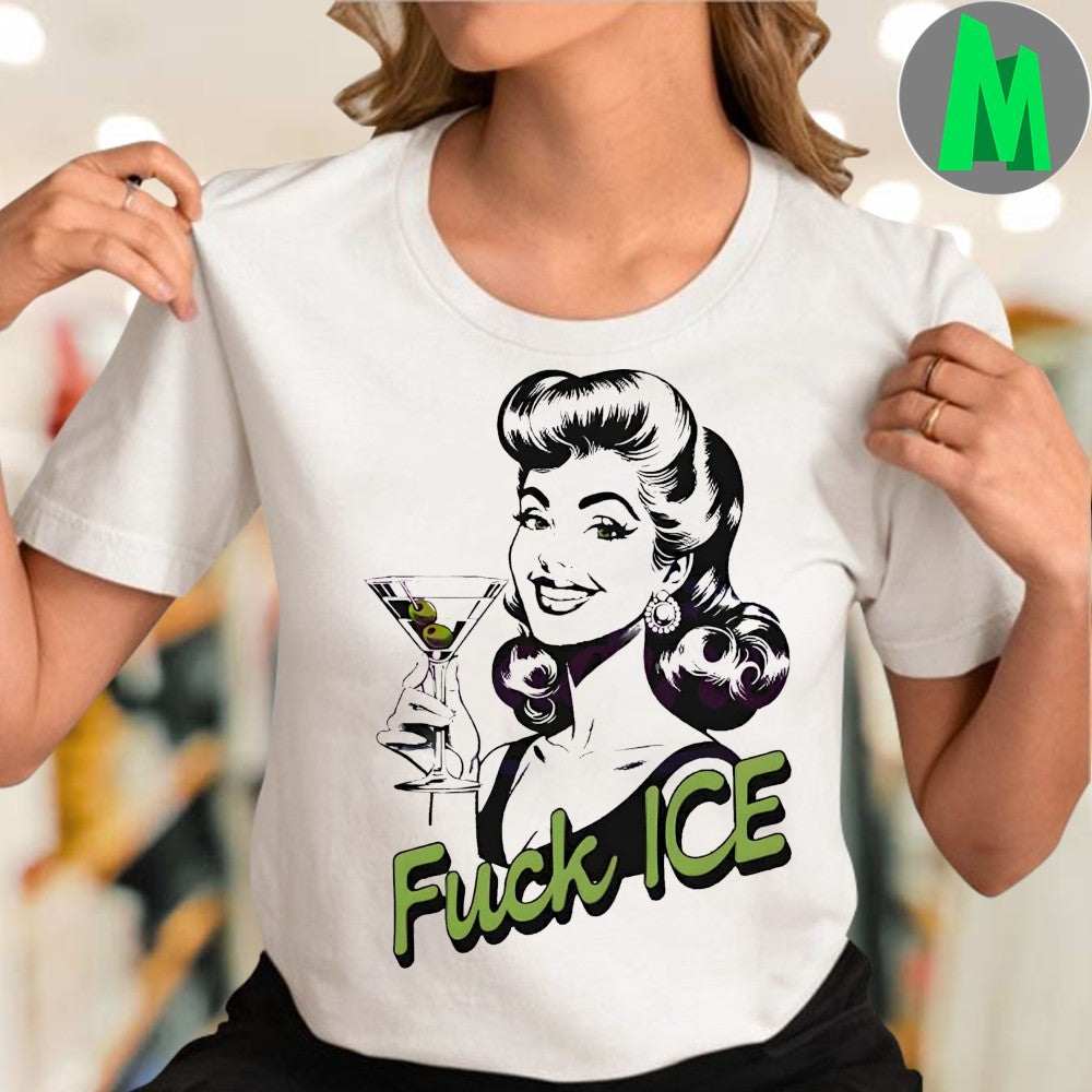 Retro Woman Fuck Ice Protest Feminist Cocktail Shirt