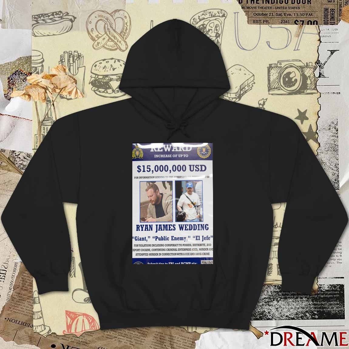 Reward Increase Of Up To USD Ryan James Wedding Giant Public Enemy El Jefe Poster t-shirt