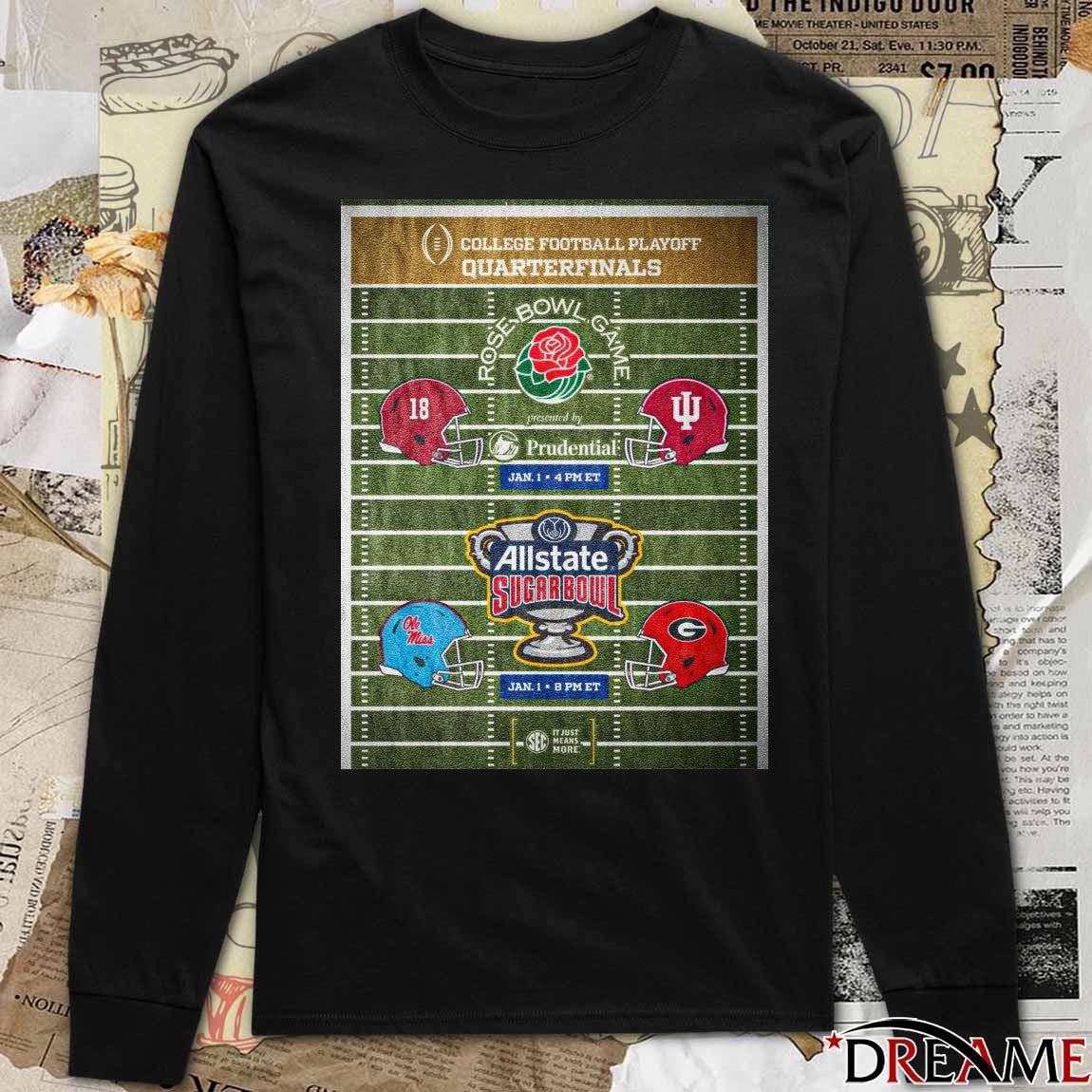 Road to the Championship Catch the Rose Bowl and Allstate Sugar Bowl Quarterfinals this Jan 1st Poster t-shirt