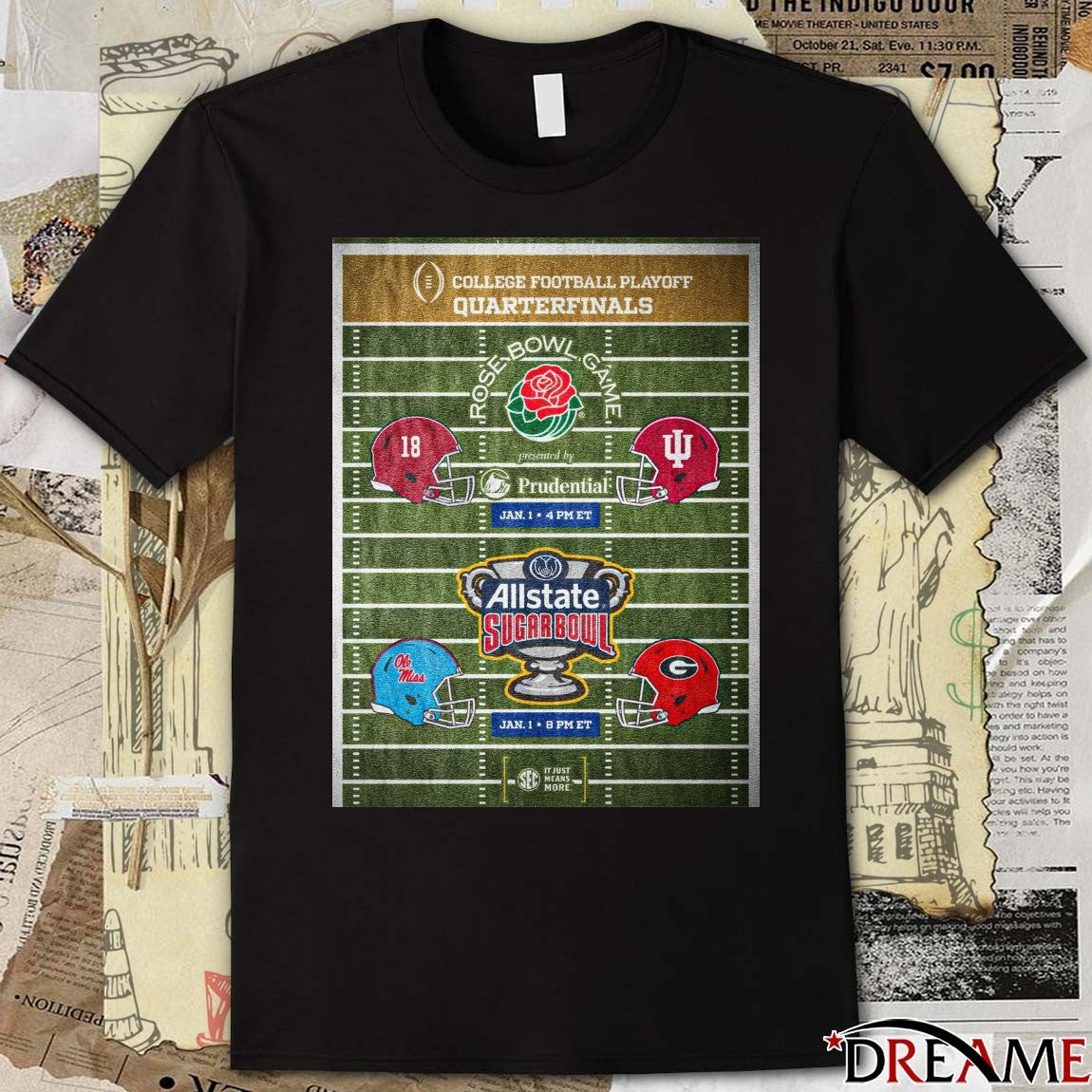 Road to the Championship Catch the Rose Bowl and Allstate Sugar Bowl Quarterfinals this Jan 1st Poster t-shirt