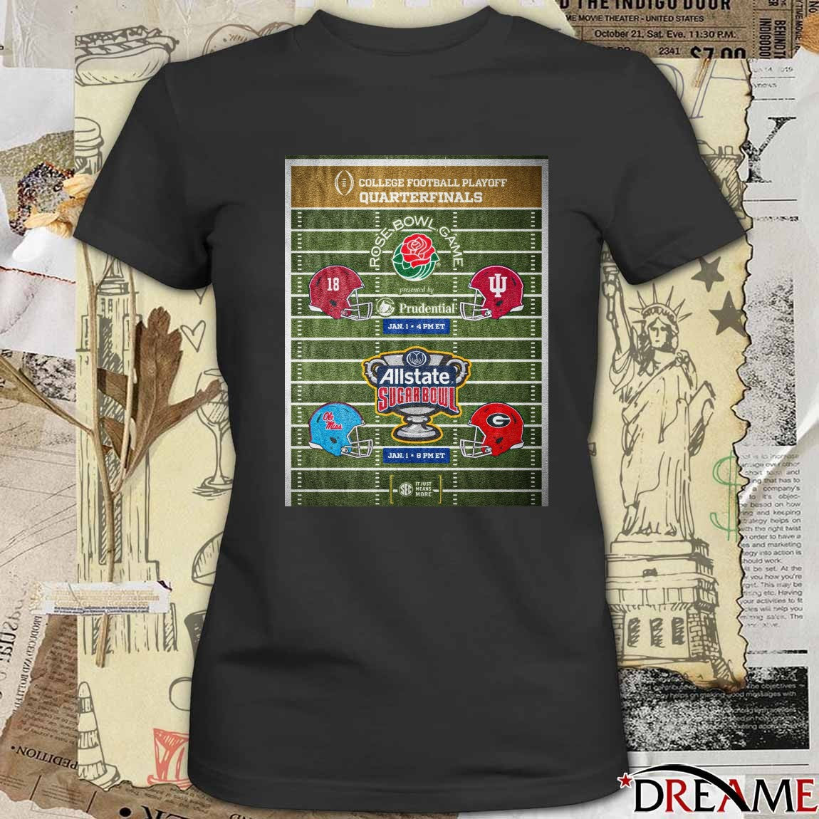 Road to the Championship Catch the Rose Bowl and Allstate Sugar Bowl Quarterfinals this Jan 1st Poster t-shirt