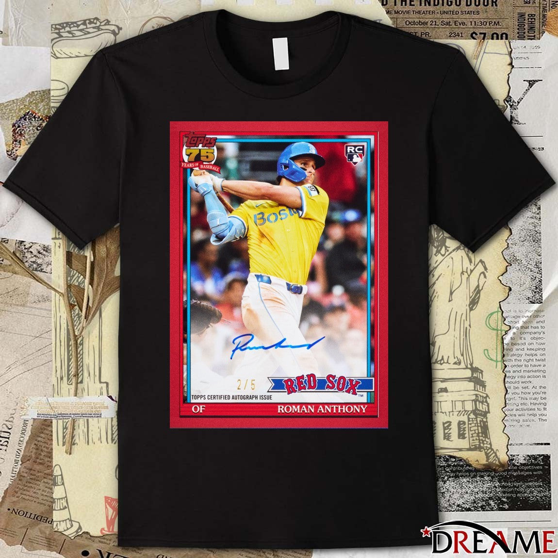 Roman Anthony Red Sox 2026 Topps Certified Autograph Issue Signature Poster t-shirt
