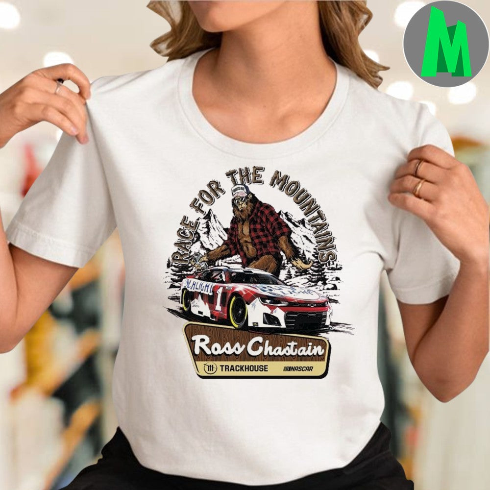 Ross Chastain Busch Light NASCAR Graphic T-Shirt Race For The Mountains Bigfoot Fan Apparel
