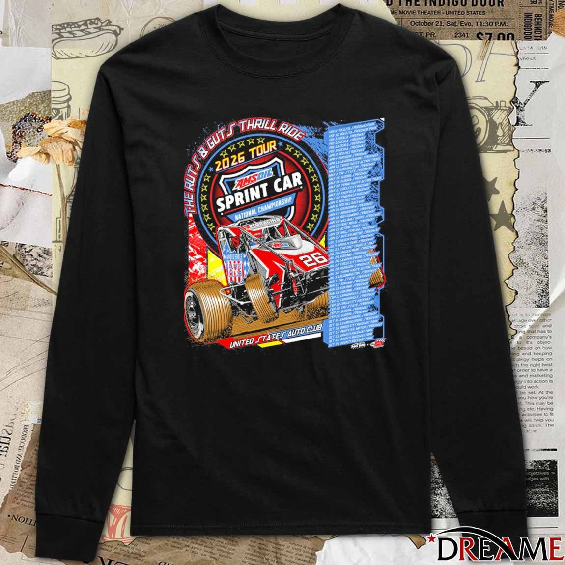 Ruts and Guts Thrill Ride 2026 Tour AMSOIL Sprint Car National Championship United States Auto Club t-shirt