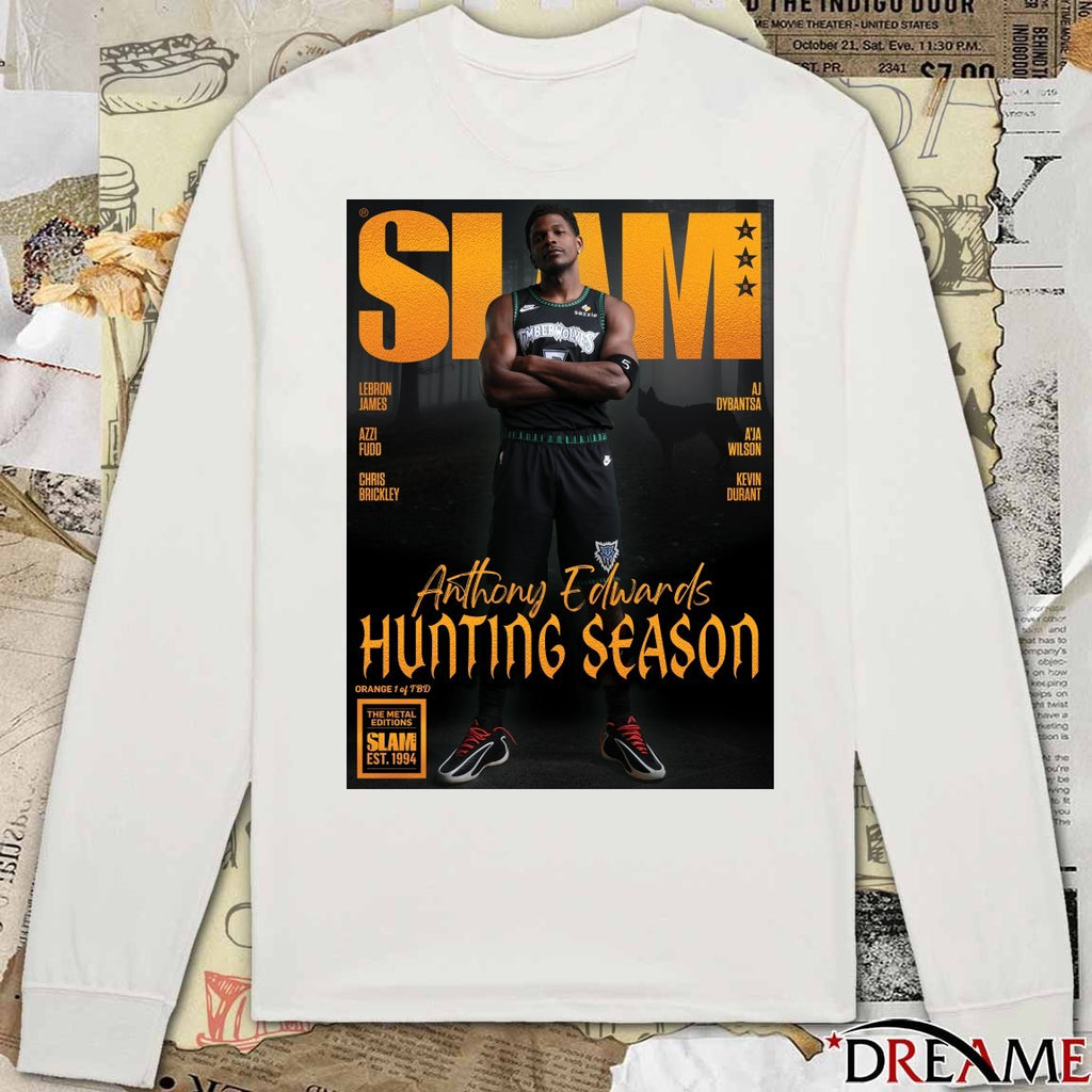 SLAM 259 Anthony Edwards Minnesota Timberwolves Basketball Magazine Hunting Season Poster t-shirt