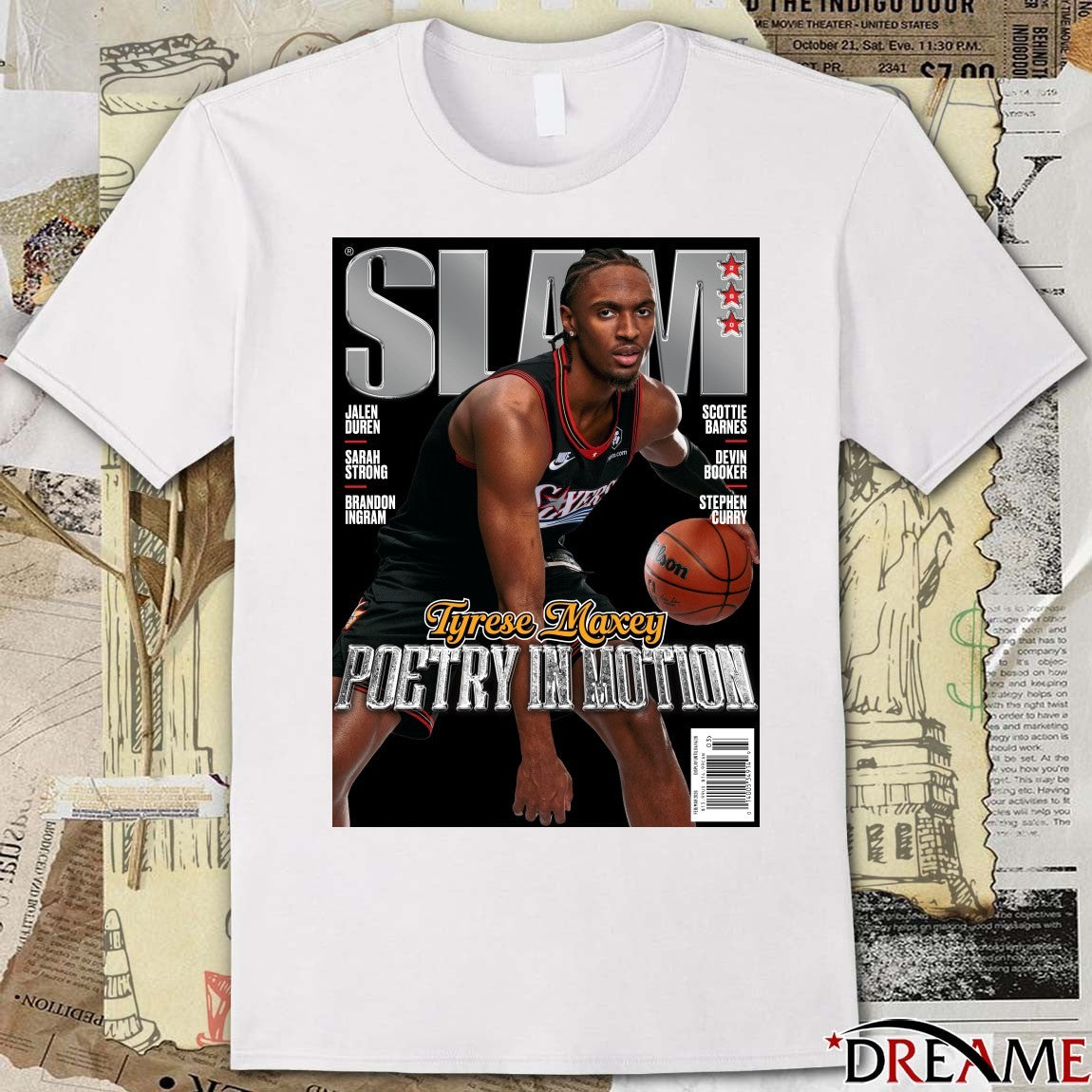 SLAM 260 Tyrese Maxey Poetry In Motion Magazine Philadelphia 76ers Poster t-shirt