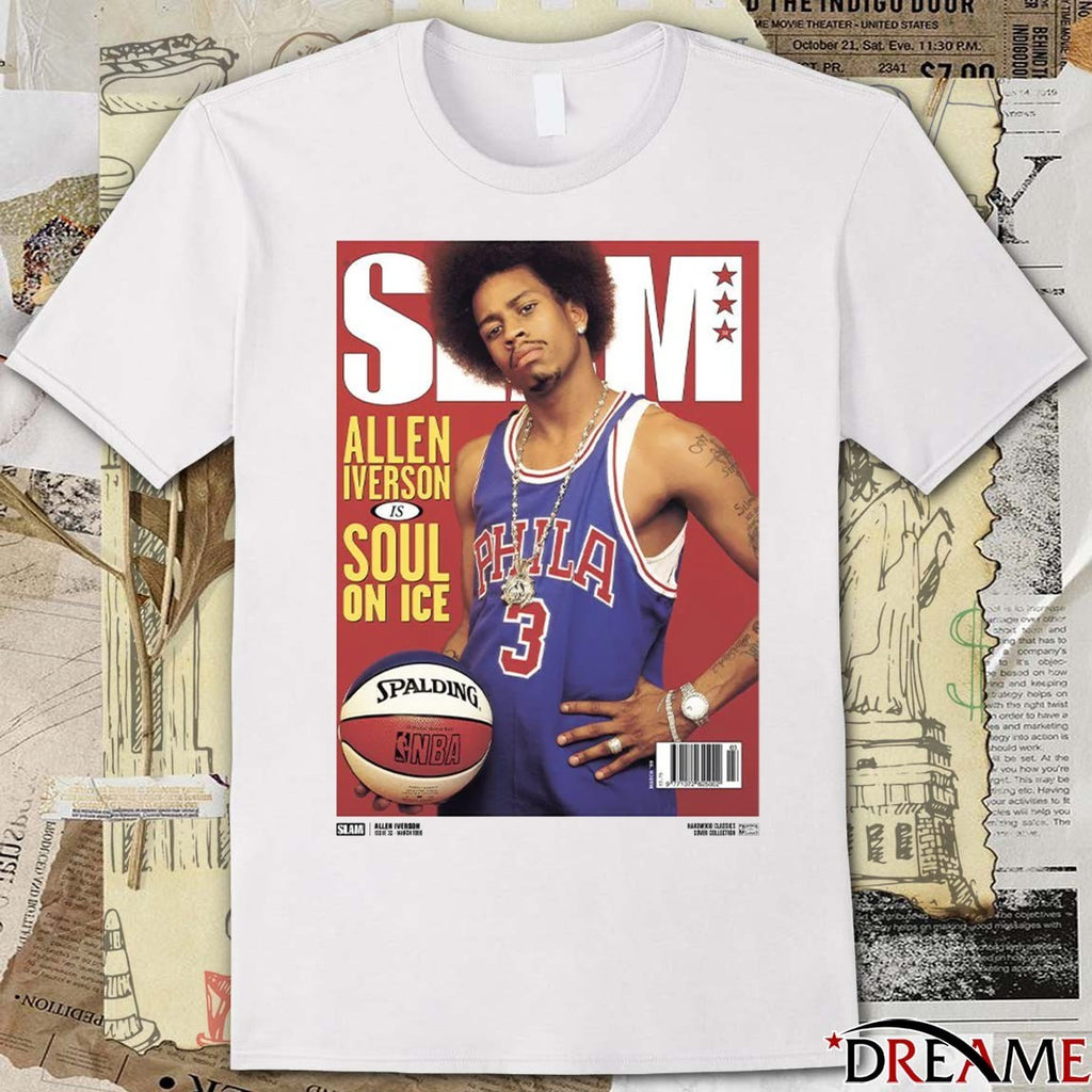 SLAM Hardwood Classics Cover – Philadelphia 76ers Allen Iverson Is Soul On Ice t-shirt