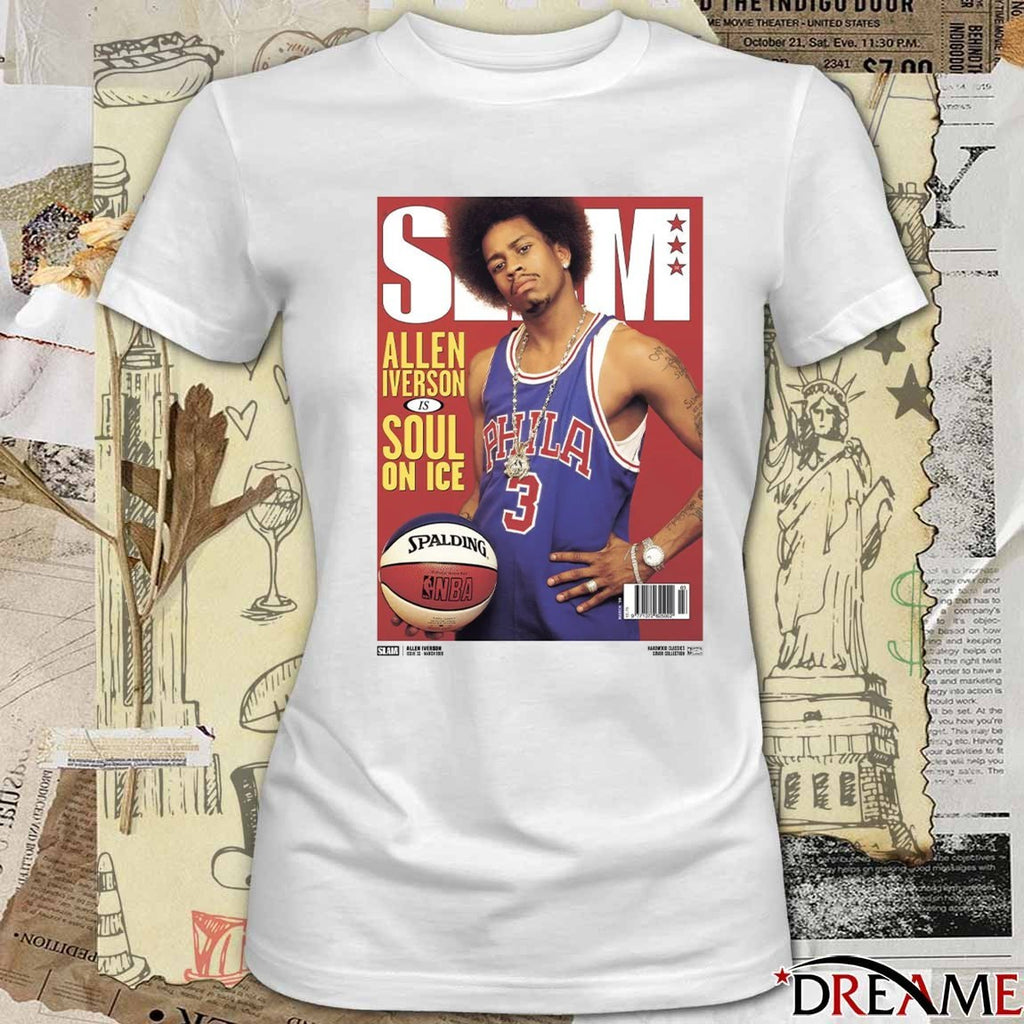 SLAM Hardwood Classics Cover – Philadelphia 76ers Allen Iverson Is Soul On Ice t-shirt