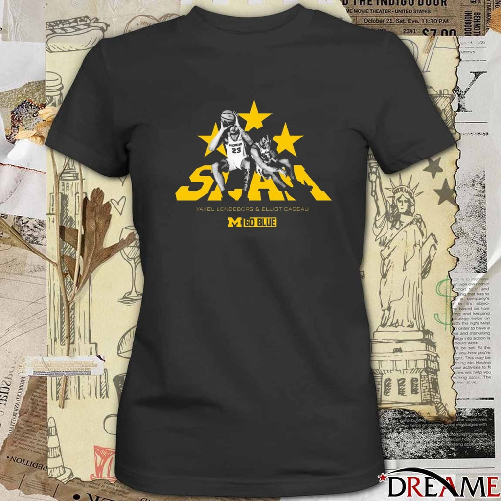 SLAM Lendeborg and Cadeau Remix 2025 Michigan Wolverines basketball Go Blue t-shirt