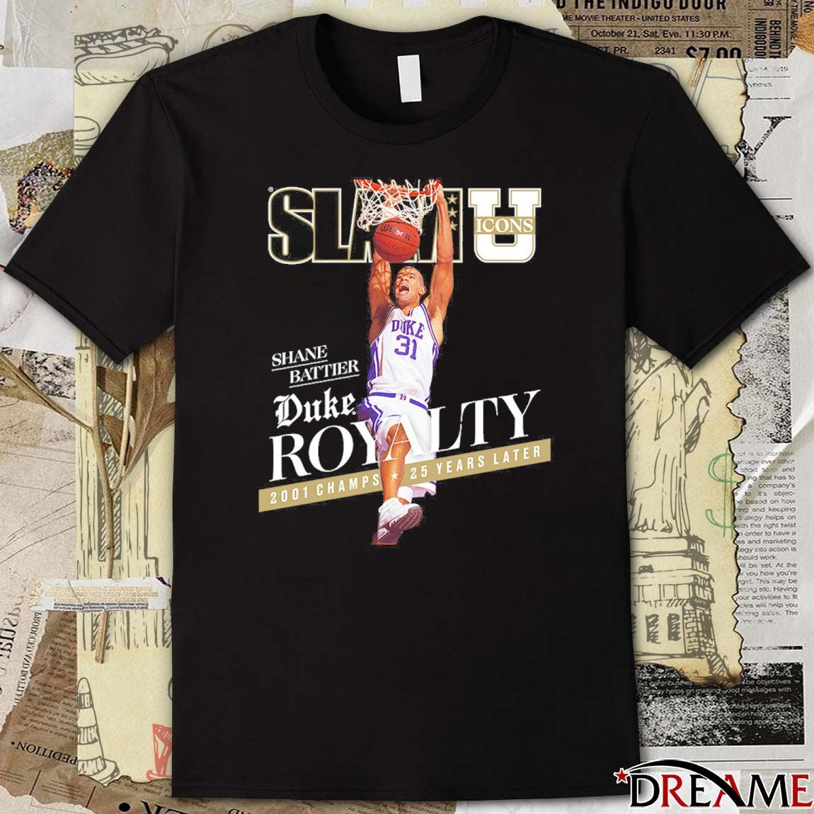 SLAM U Icon Shane Battier Duke Royalty 2001 Champs 25 Years Later t-shirt