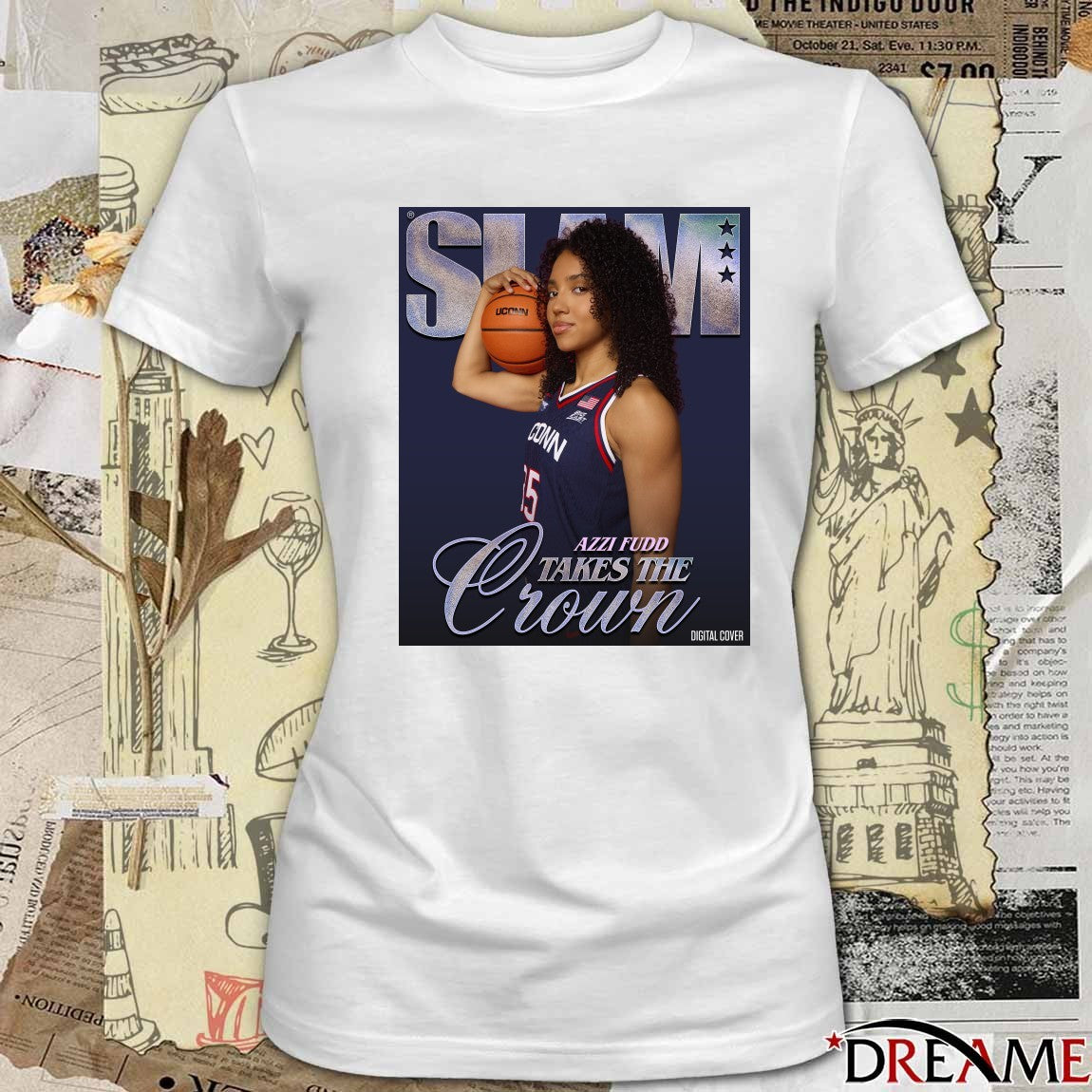 SLAM magazine College Basketball Player Azzi Fudd Takes The Crown Uconn Huskies 2025 Poster t-shirt