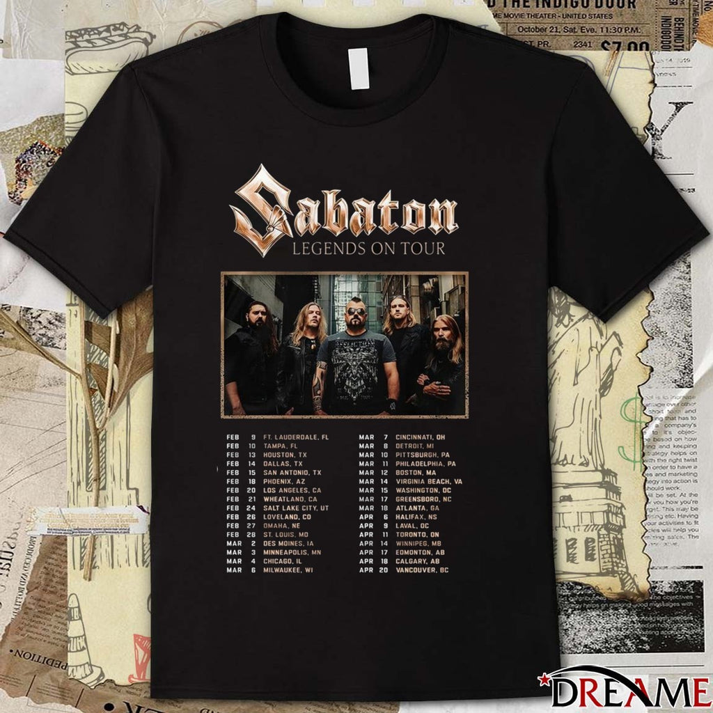 Sabaton Legends On Tour Schedule February – April 2026 t-shirt