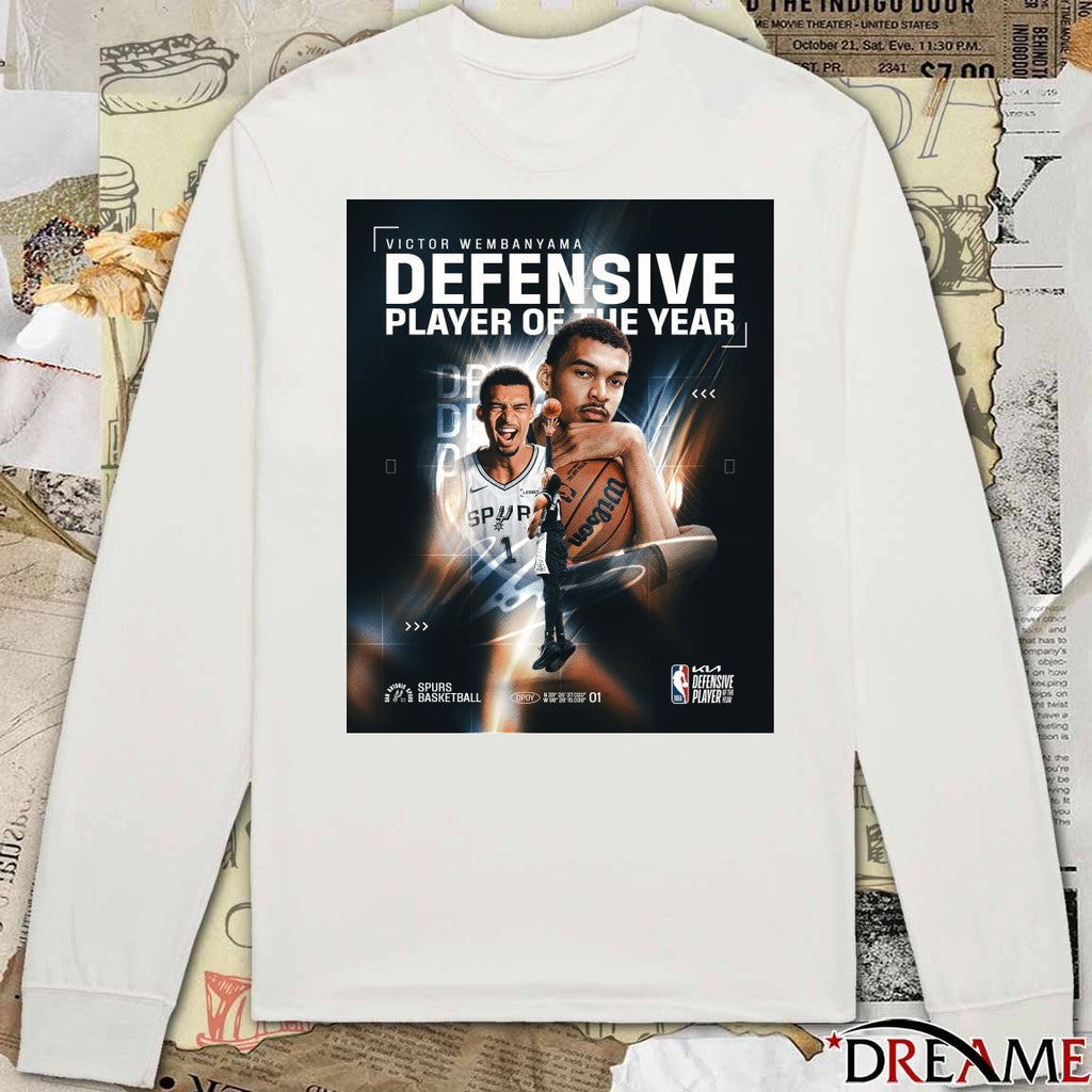 San Antonio Spurs Victor Wembanyama Kia NBA Defensive Player of the Year 2025-26 Poster t-shirt