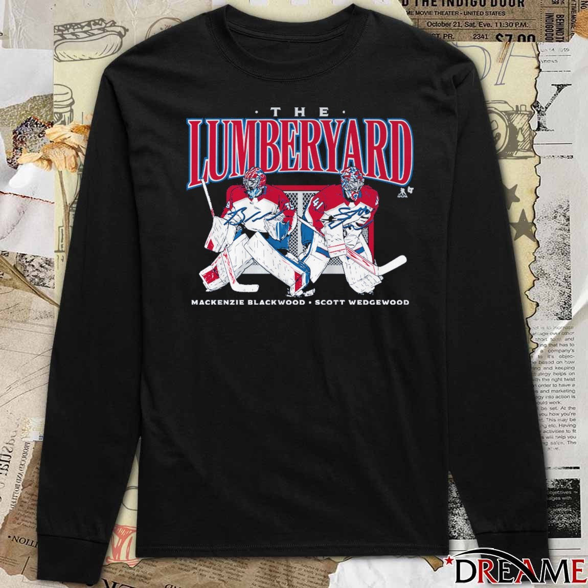 Scott Wedgewood and Mackenzie Blackwood The Lumberyard Colorado Avalanche t-shirt