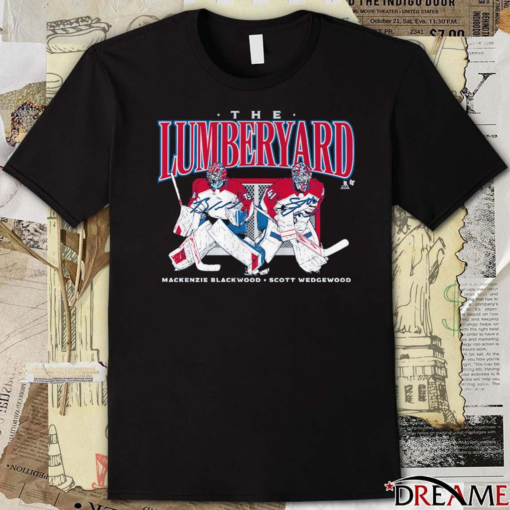 Scott Wedgewood and Mackenzie Blackwood The Lumberyard Colorado Avalanche t-shirt