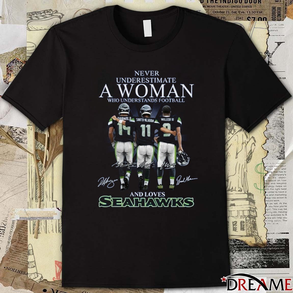 Seahawks Darnold Smith-Njigba Wilson III Never Underestimate A Woman Who Understands Football Signatures t-shirt