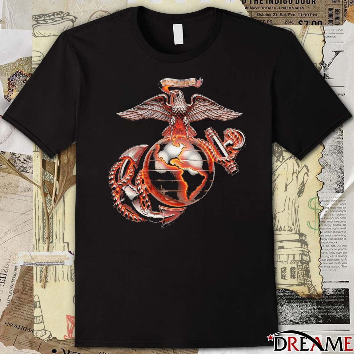Semper Fidelis Molten Steel Eagle Globe & Anchor t-shirt
