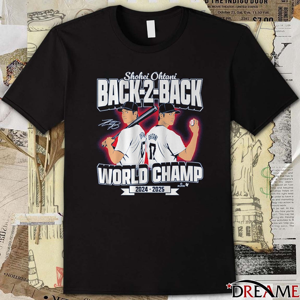 Shohei Ohtani Los Angeles Dodgers MLB Back-to-Back World Champs 2024-2025 Signature t-shirt