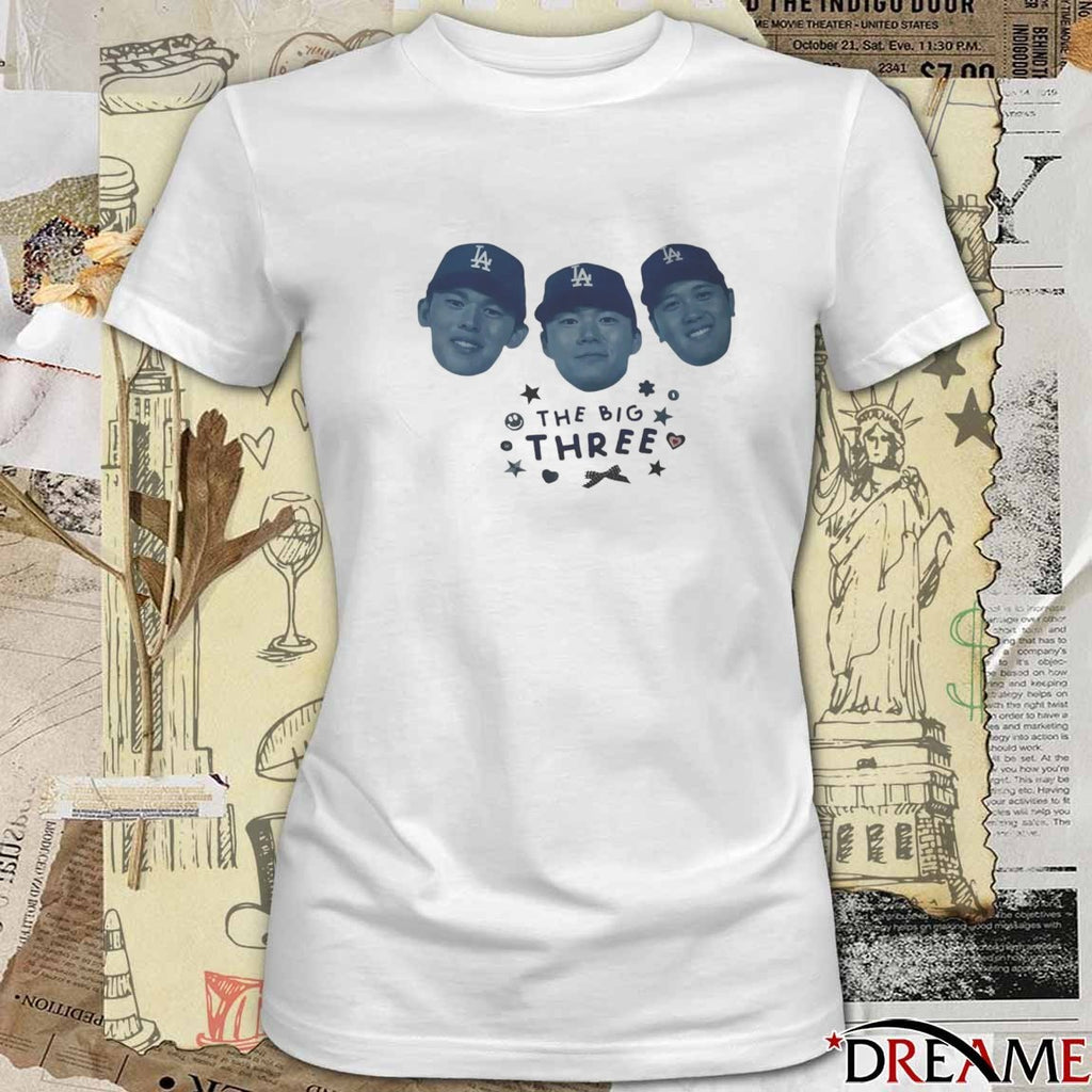 Shohei Ohtani, Yoshinobu Yamamoto, and Roki Sasaki Dodgers The Big Three t-shirt