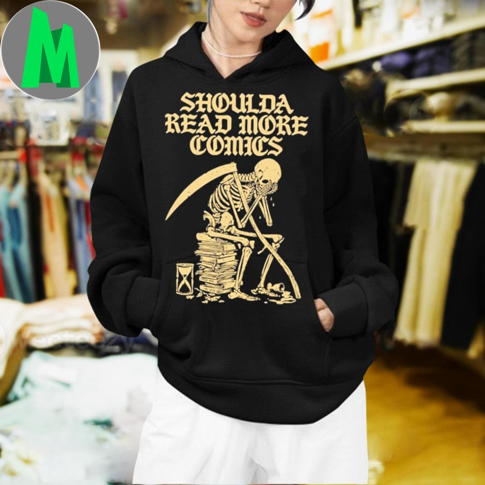 Shoulda Read More Comics Grim Reaper Skeleton Graphic T-Shirt