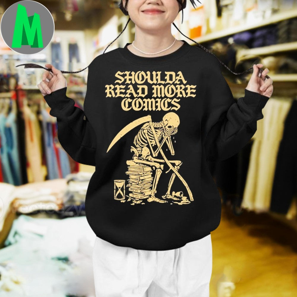 Shoulda Read More Comics Grim Reaper Skeleton Graphic T-Shirt