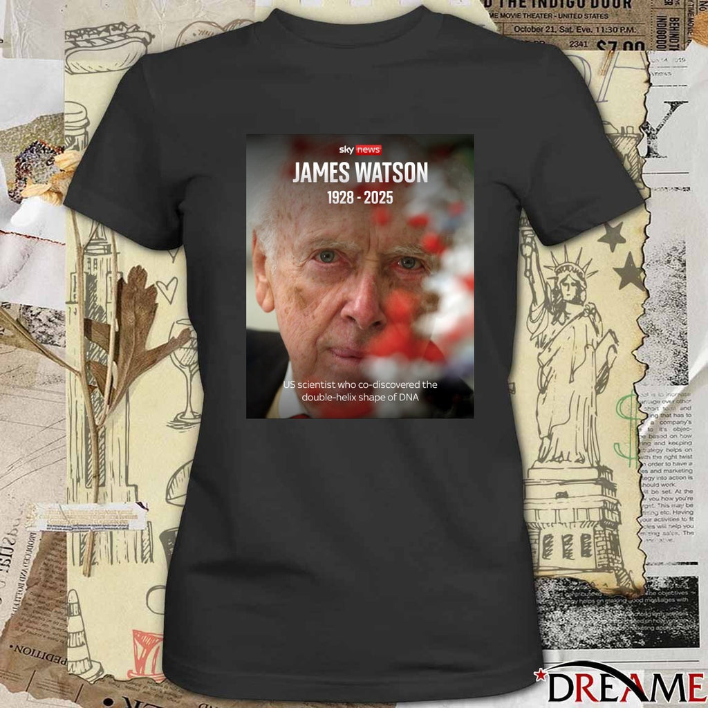 Sky News James Watson 1928 – 2025 US scientist who co-discovered the double-helix shape of DNA t-shirt