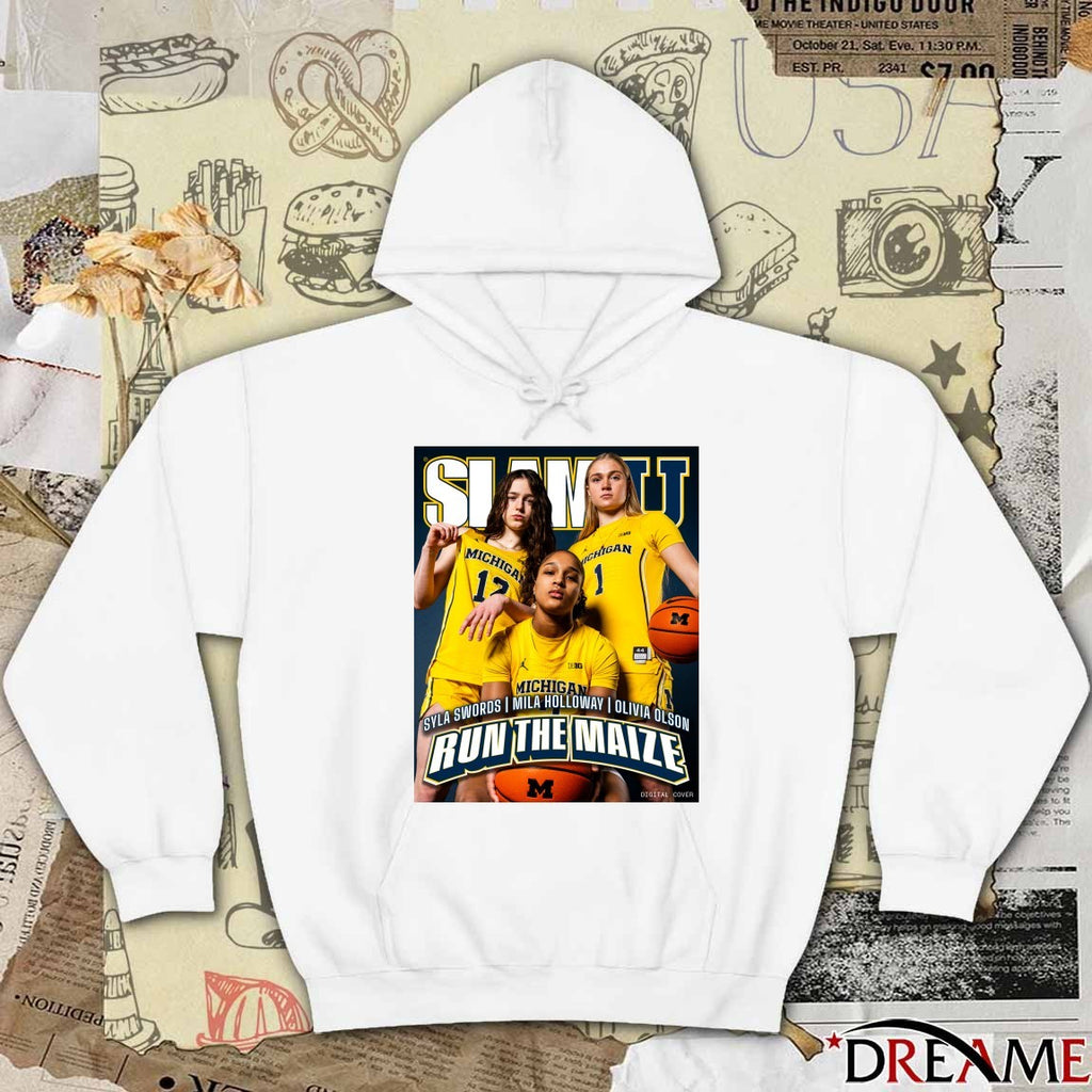 Slam U Syla Swords, Mila Holloway and Olivia Olson Wolverines Run The Maize Poster t-shirt