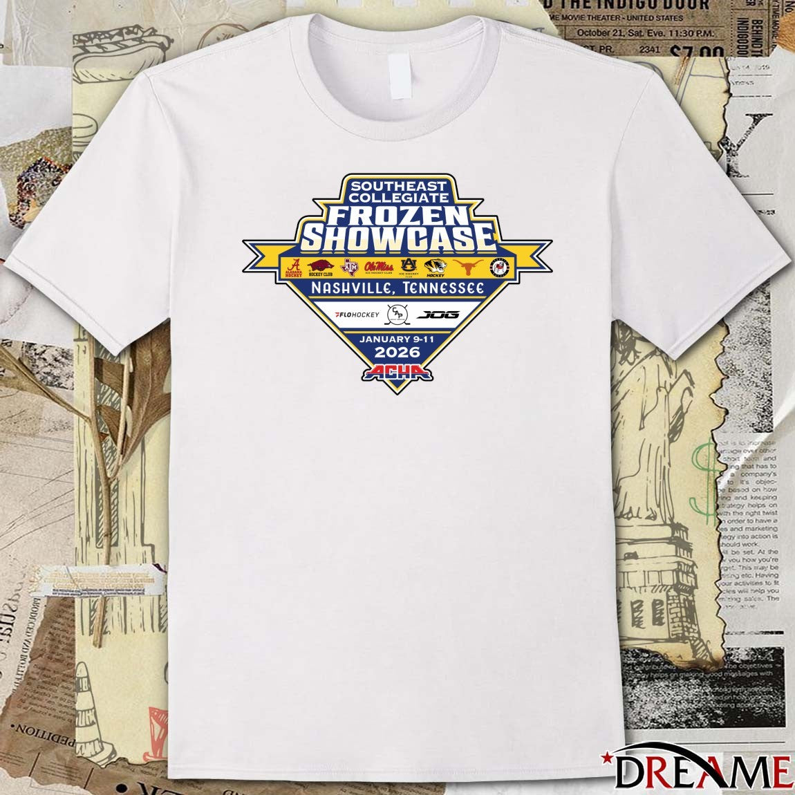 Southeast Collegiate Frozen Showcase ACHA Men’s Division II Ford Ice Center in Nashville, TN Logo t-shirt