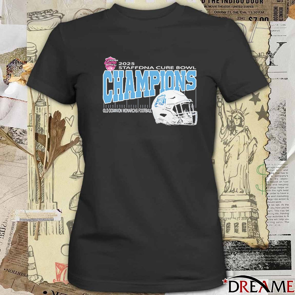 Staffdna Cure Bowl 2025 Champions Old Dominion Monarchs Football Helmet At Camping World Stadium In Orlando Florida On December 17th 2025 t-shirt