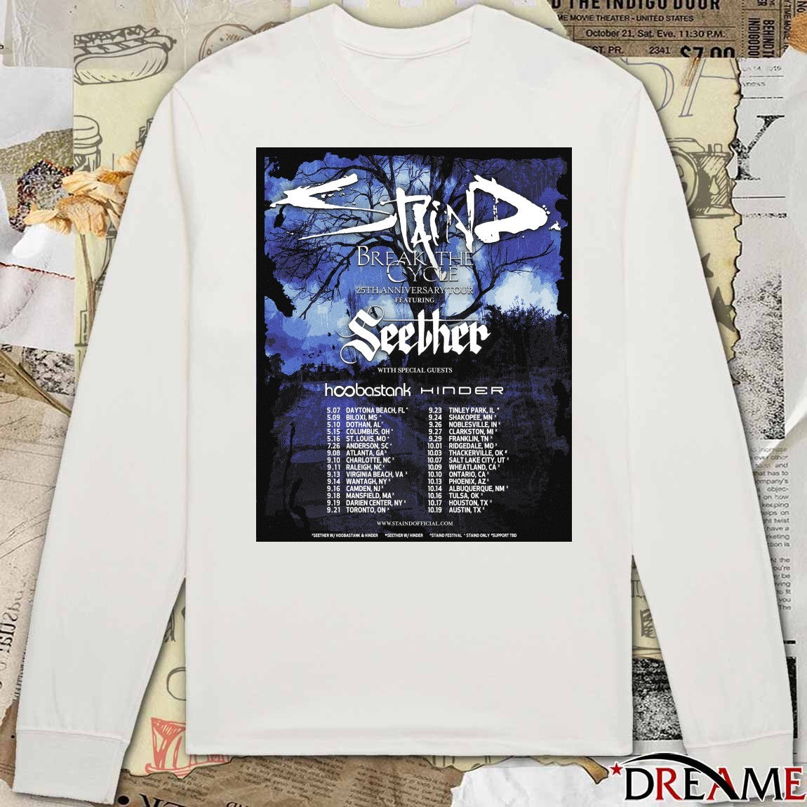 Staind Break The Cycle 25th Anniversary Tour May – October 2026 Poster t-shirt