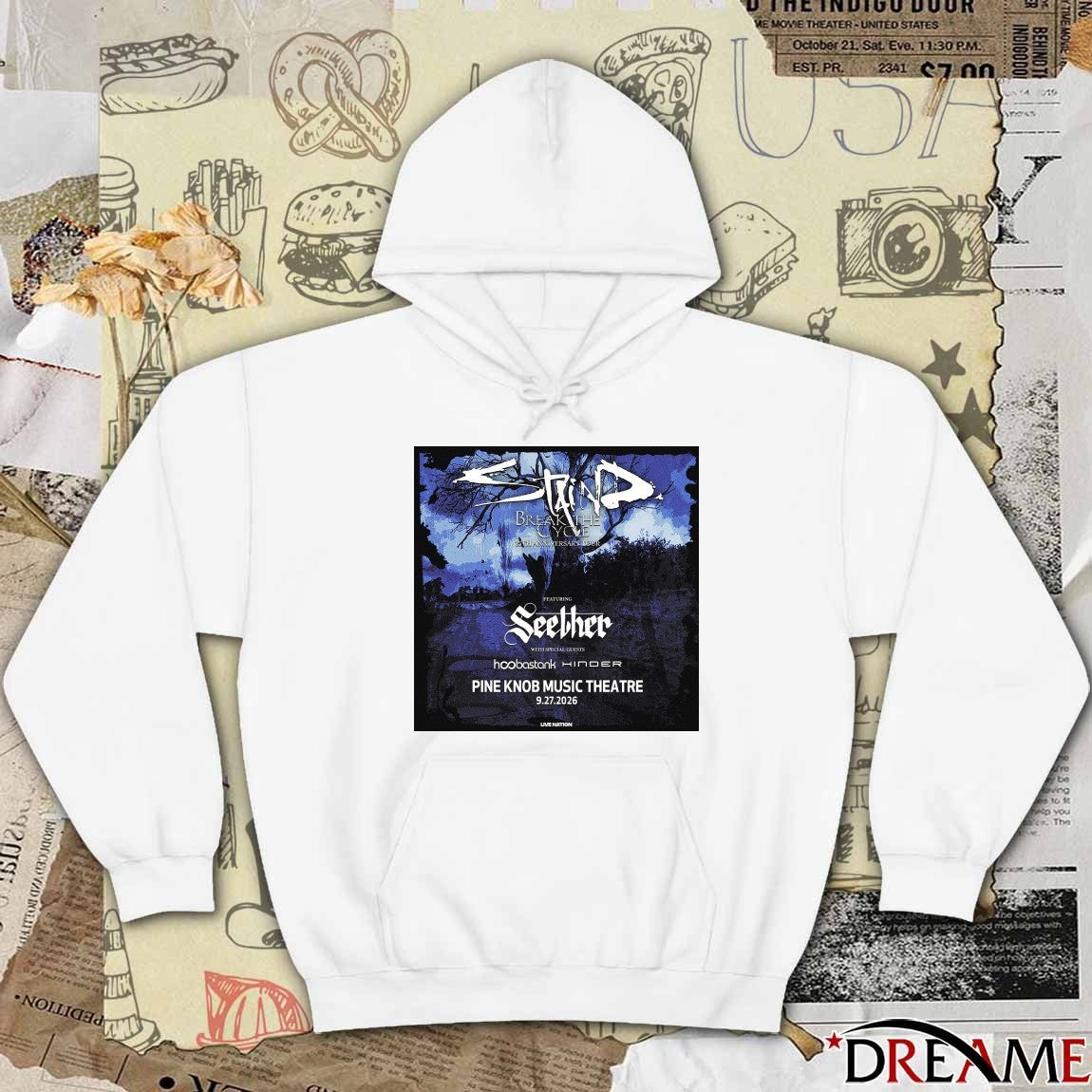 Staind Break The Cycle 25th Anniversary Tour September 27 2026 Pine Knob Music Theatre Poster t-shirt