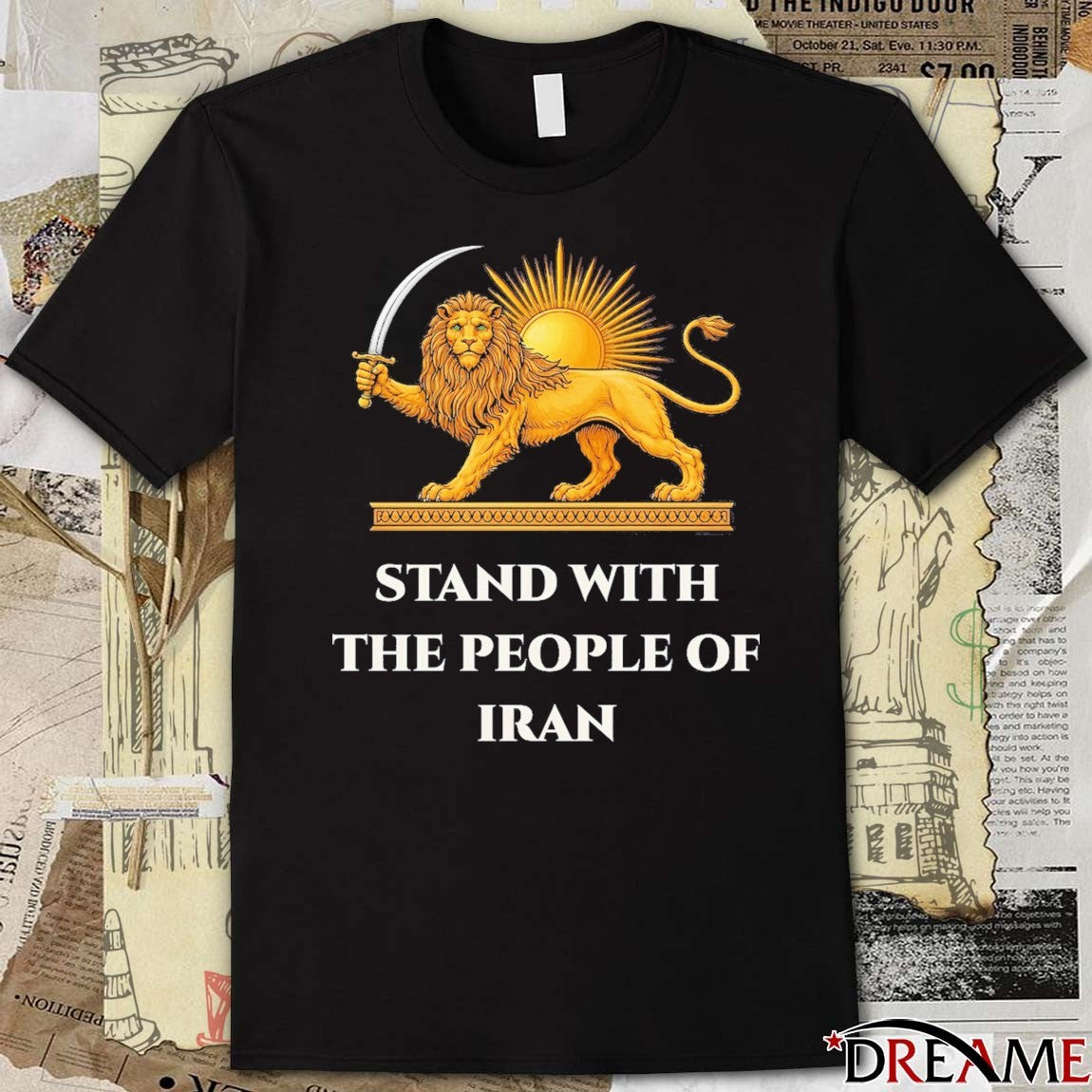 Stand With The People Of Iran Lion And Sun Persian Flag – No War Iran 2026 Political t-shirt