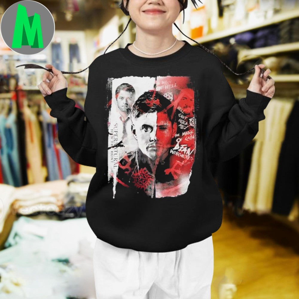 Supernatural Dean Winchester King Of Hell Graphic T-Shirt Join The Hunt TV Series Fan Merch