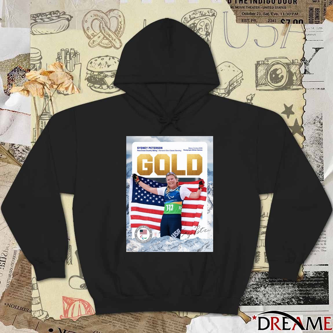 Sydney Peterson Para Cross-Country Skiing Women’s 10km Classic Standing Gold Medal Signature Poster t-shirt
