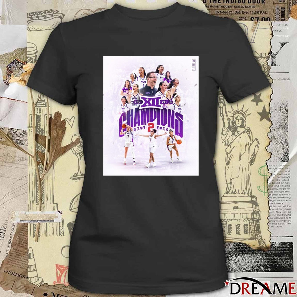 TCU Horned Frogs 25-26 Back To Back BIG 12 Champions Poster t-shirt
