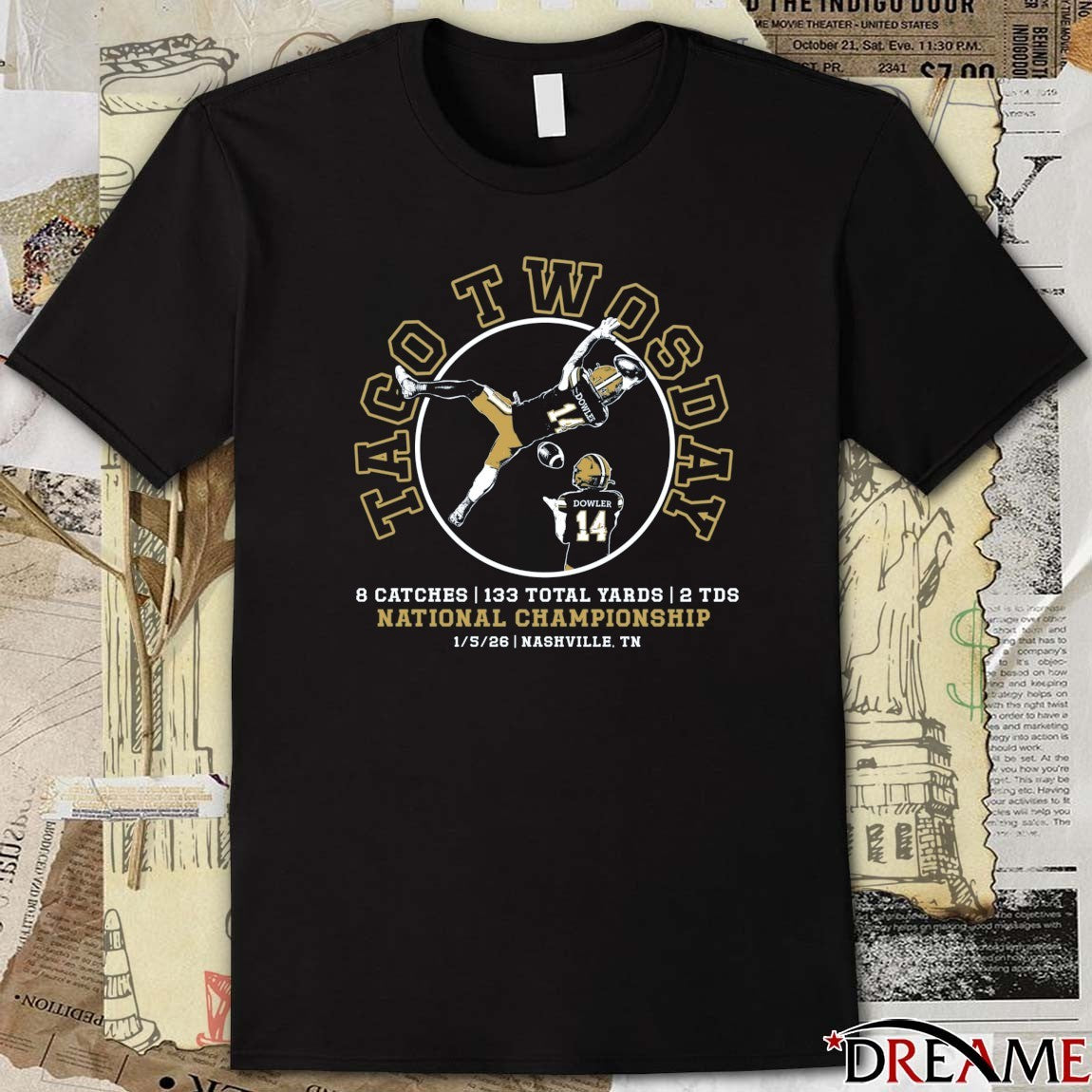 Taco Twosday 8 Catches 122 Total Yards 2 TDs National Championship Nashville TN t-shirt