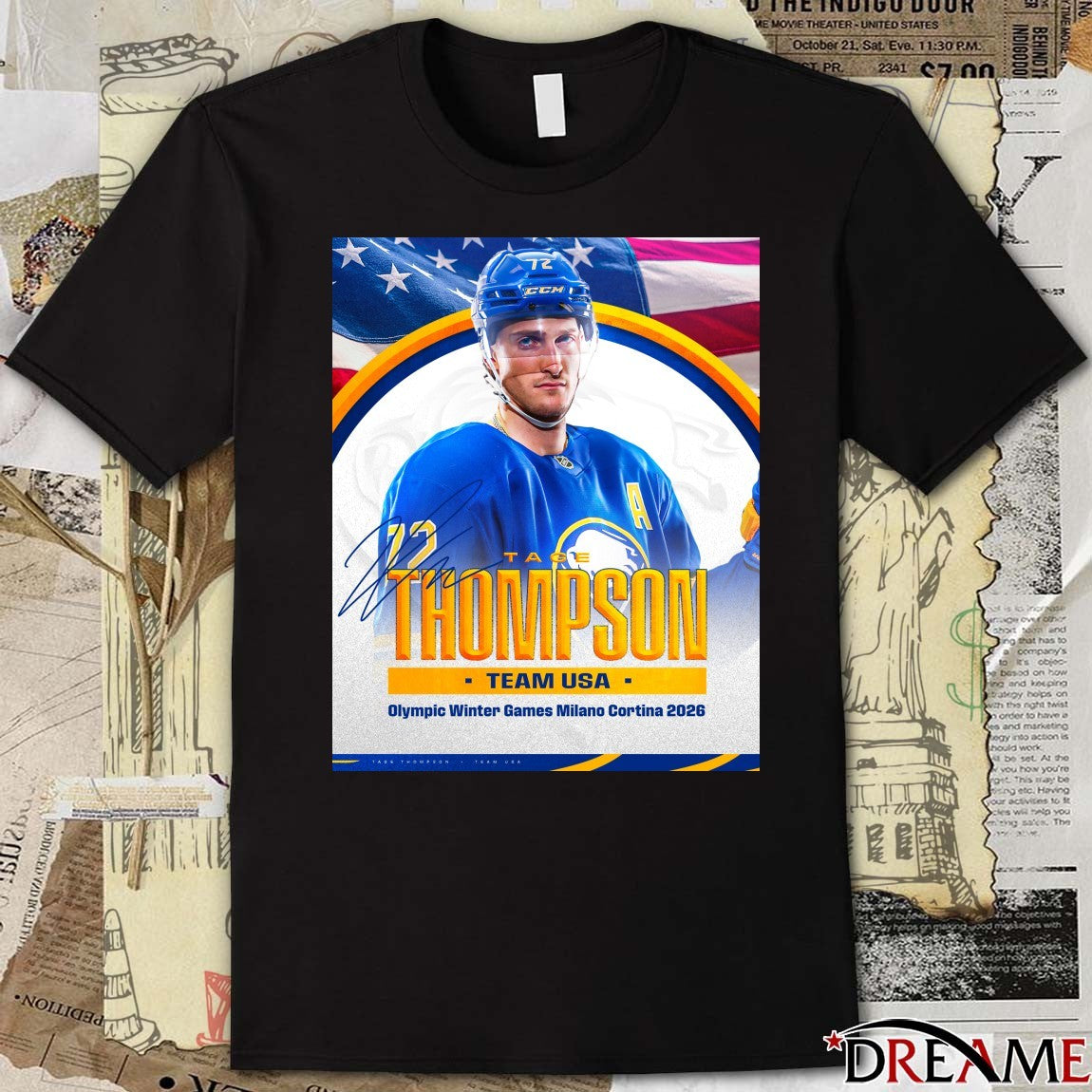 Tage Thompson Team USA Olympic Winter Games Milano Cortina 2026 Signature Poster t-shirt