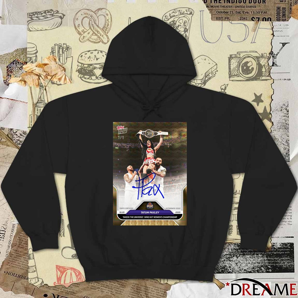 Tatum Paxley Topps Shock The Universe Wins NXT Women’s Championship 2025 Signature Poster t-shirt